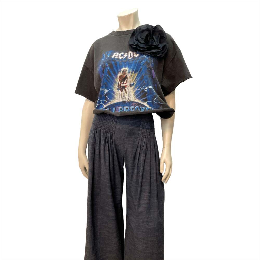Chanel Spring '03 Vintage Designer Denim Pleated Wide-Leg Trousers Made In Italy